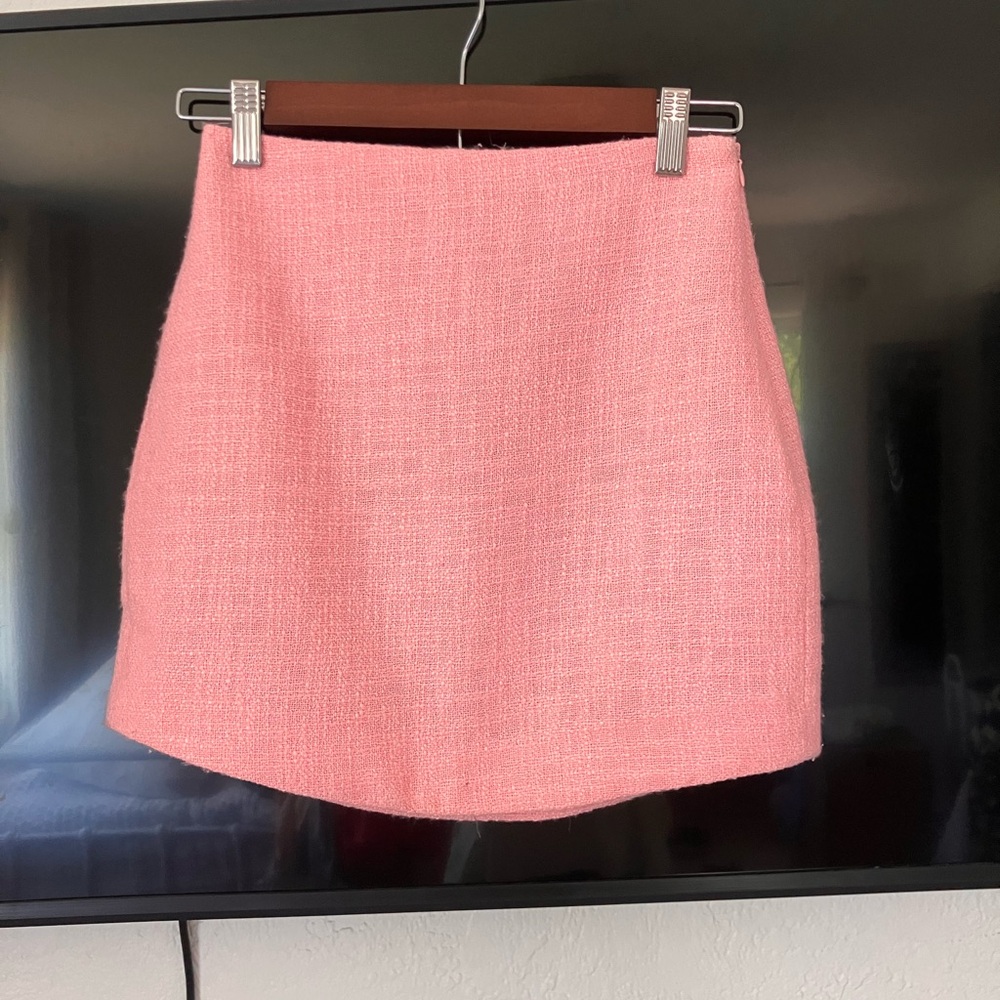 Pink Tweed Endless Rose Mini Skirt